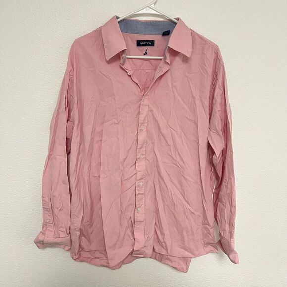 Nautica Men’s Pink Long Sleeve Button Down Shirt size XXL - Picture 1 of 6